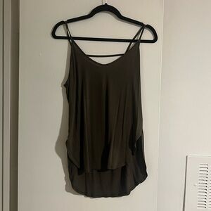 Army green spaghetti strap tank top, size small